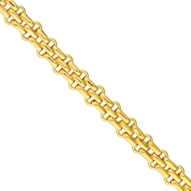 14K Gold Hollow Alternating 2 By 1 Chain Necklace