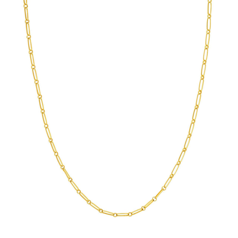 14K Gold Oval and Round Link Chain Necklace