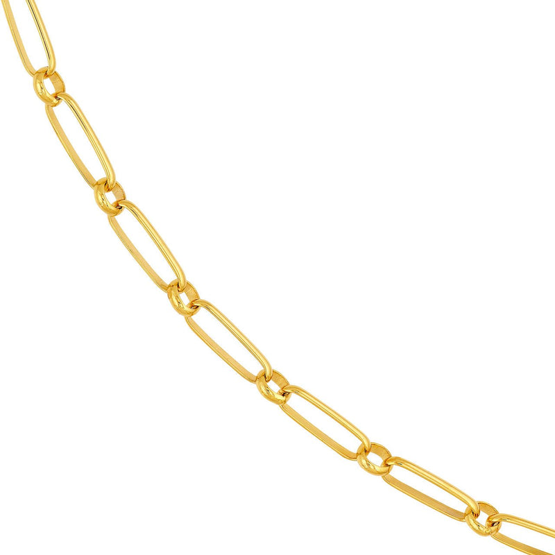 14K Gold Oval and Round Link Chain Necklace