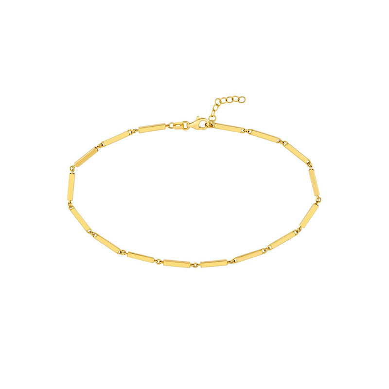14K Gold Short Bar Station Chain Bracelet