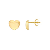 14K Gold Puffy Heart Stud Earrings