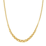 14K Gold Hollow Graduated Medium Rolo Chain Necklace