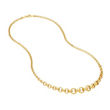 14K Gold Hollow Graduated Medium Rolo Chain Necklace