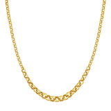 14K Gold Hollow Graduated Large Rolo Chain Necklace