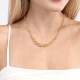14K Gold Hollow Graduated Large Rolo Chain Necklace