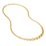 14K Gold Hollow Graduated Large Rolo Chain Necklace