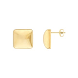 14K Gold Puffy Square Stud Earrings
