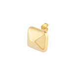 14K Gold Puffy Square Stud Earrings