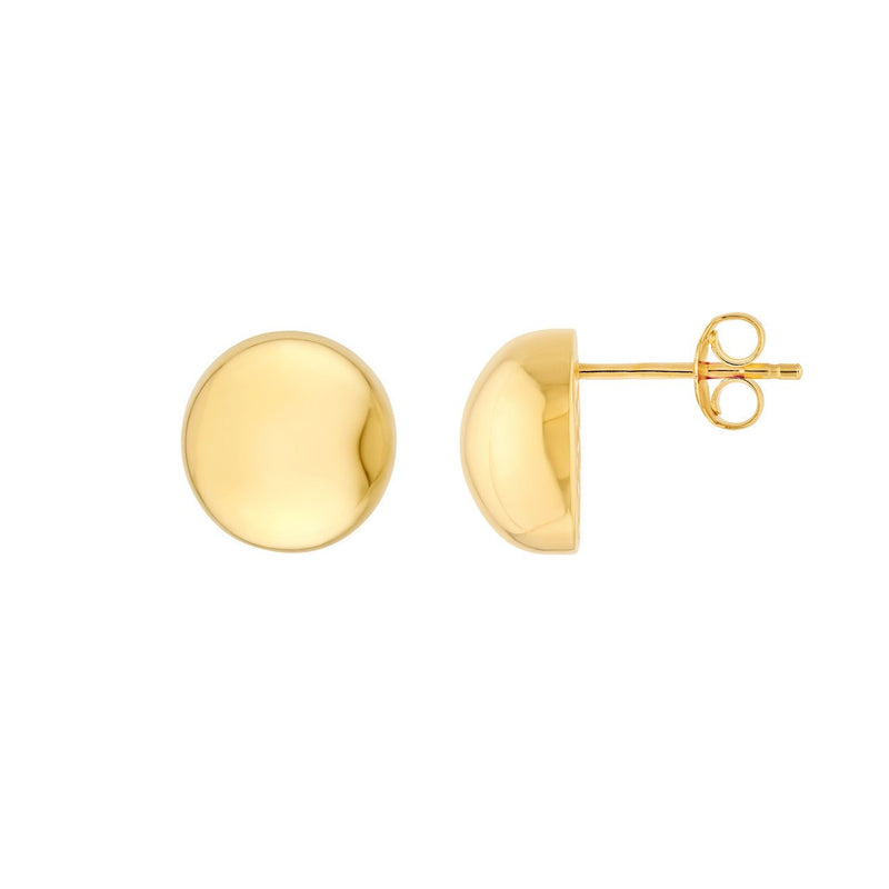 14K Gold Puffy Round Stud Earrings