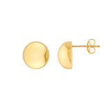 14K Gold Puffy Round Stud Earrings