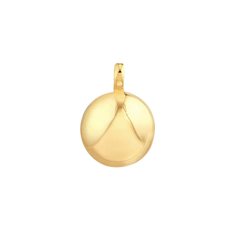 14K Gold Puffy Round Pendant