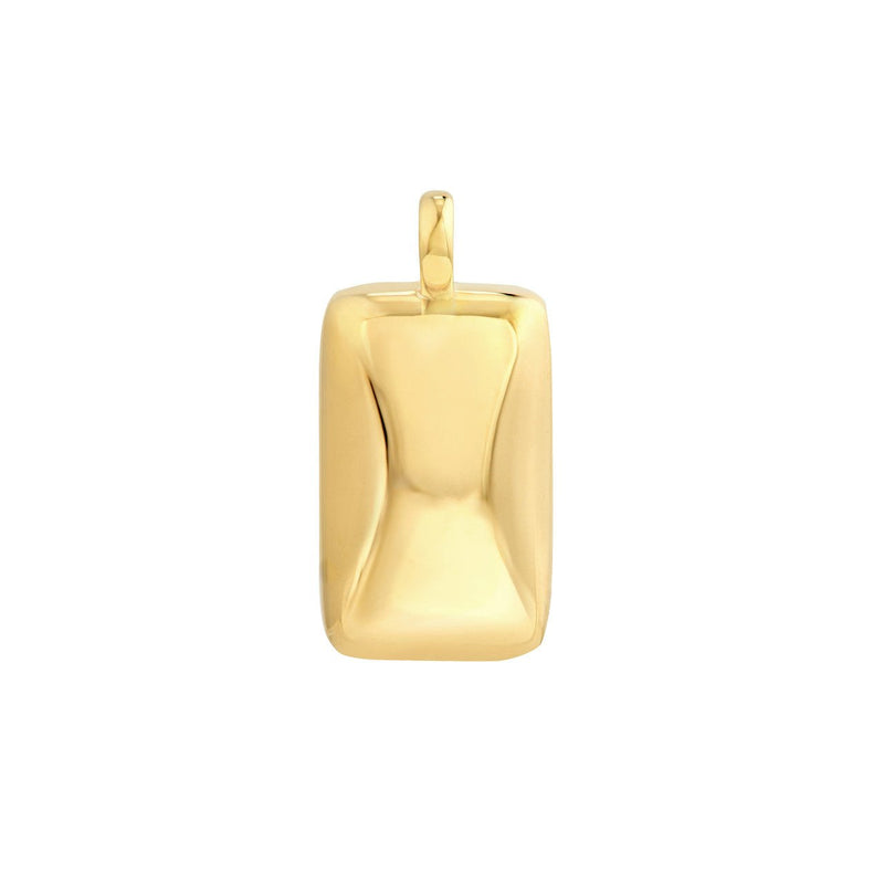 14K Gold Puffy Rectangle Pendant