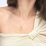 14K Gold Puffy Rectangle Pendant