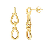 14K Gold Tear Drop Link Dangle Earrings