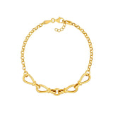 14K Gold Teardrop and Cable Chain Adjustable Bracelet