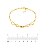 14K Gold Teardrop and Cable Chain Adjustable Bracelet