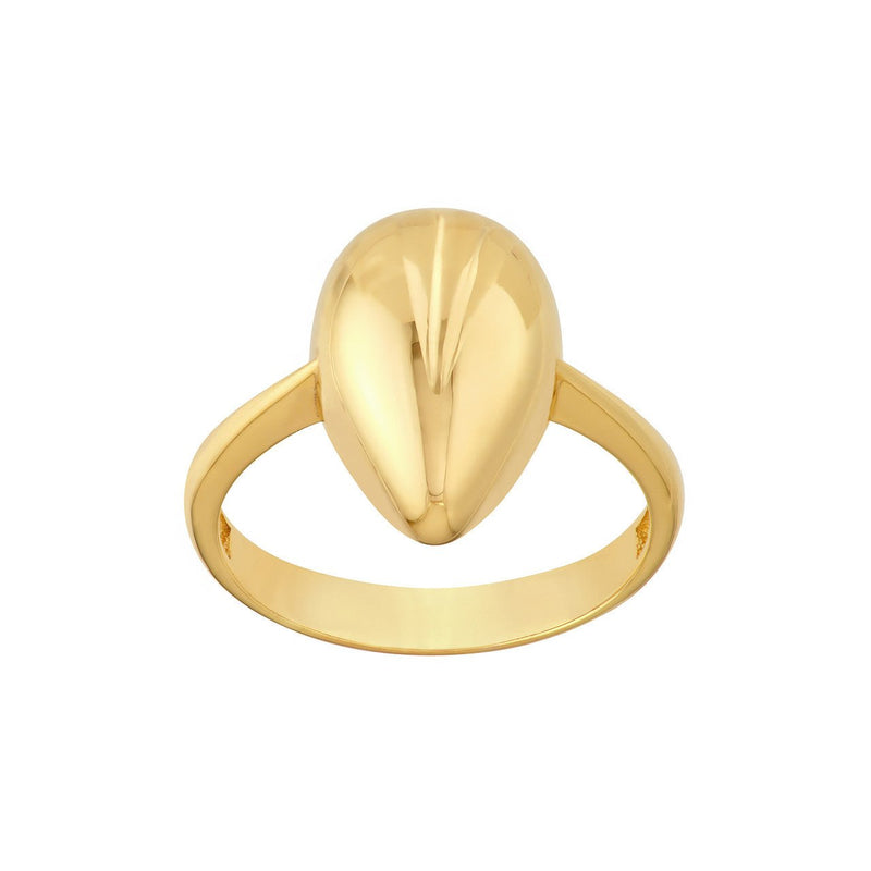 14K Gold Puffy Tear Drop Ring
