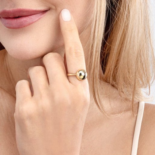 14K Gold Puffy Sphere Ring