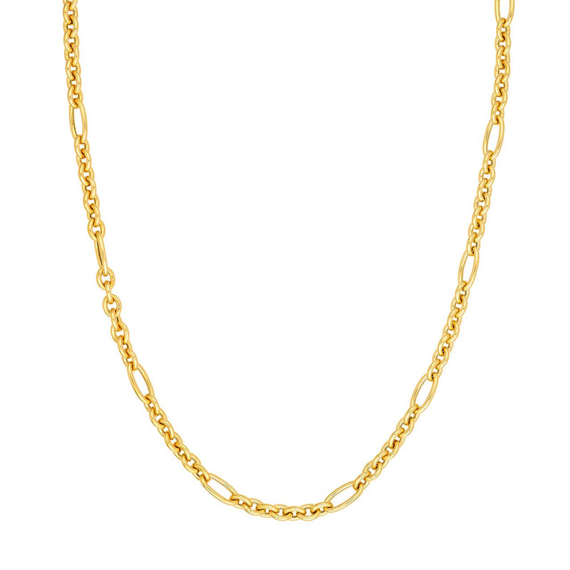 14K Gold Oval Link 7+1 Chain Necklace