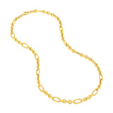 14K Gold Alternating Twisted 5+1 Oval Link Necklace