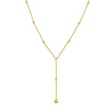 14K Gold Beaded Lariat Necklace