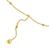 14K Gold Beaded Lariat Necklace