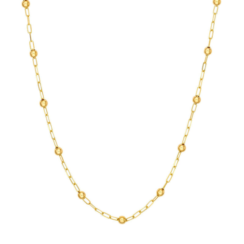 14K Gold Beaded Paper Clip Chain