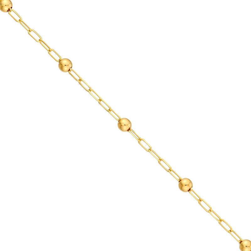 14K Gold Beaded Paper Clip Chain