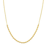 14K Gold Paperclip Alternating Bead Necklace