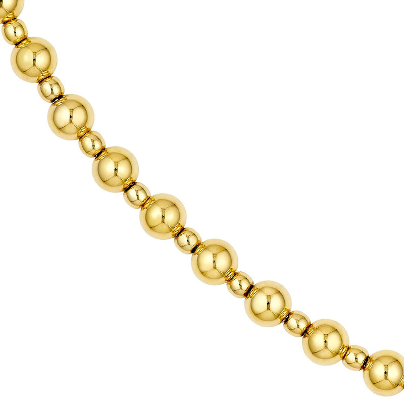 14K Gold Paperclip Alternating Bead Necklace