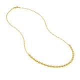 14K Gold Paperclip Alternating Bead Necklace