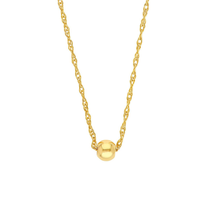 14K Gold Small Bead Pendant Necklace