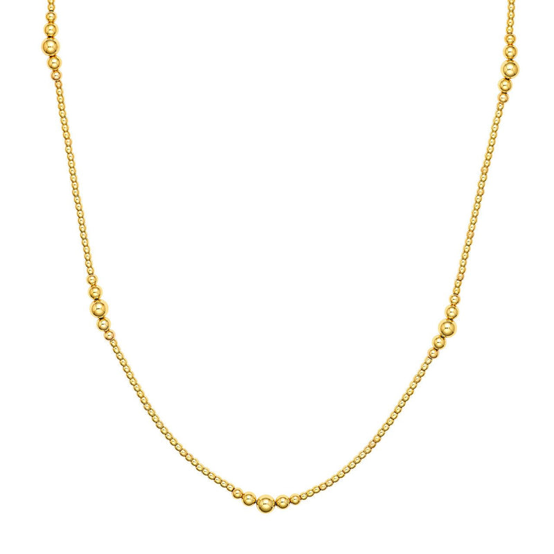 14K Gold Graduated Bead Station Necklace