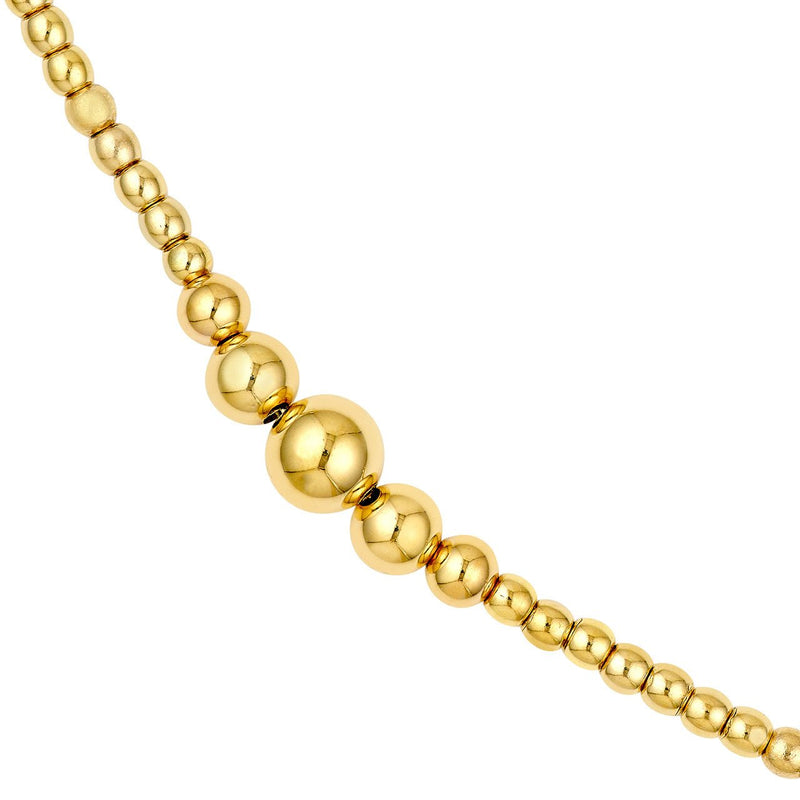 14K Gold Graduated Bead Station Necklace