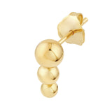 14K Gold Graduated Tri Bead Stud Earrings