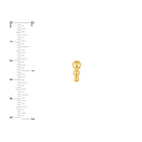 14K Gold Graduated Tri Bead Stud Earrings