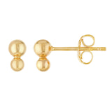 14K Gold Double Bead Stud Earrings