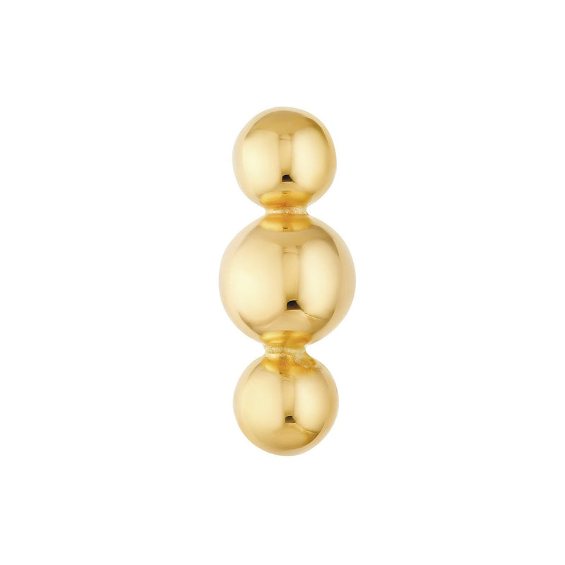 14K Gold Trio Bead Stud Earrings
