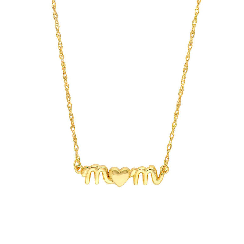14K Gold Connected Mom Heart Pendant Necklace