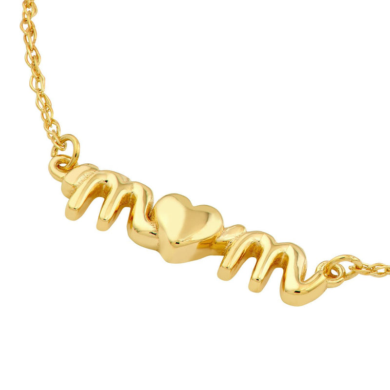 14K Gold Connected Mom Heart Pendant Necklace