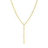 14K Gold Mirror Diamond Shape Link Lariat Necklace
