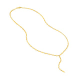 14K Gold Mirror Diamond Shape Link Lariat Necklace