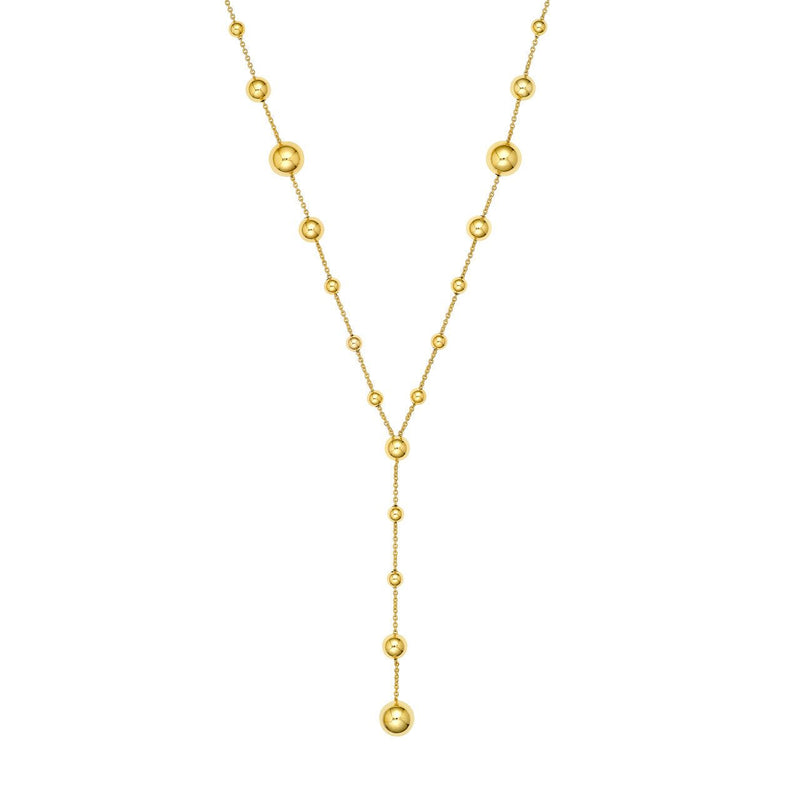 14K Gold Graduated Bead Lariat Necklace