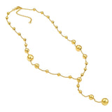 14K Gold Graduated Bead Lariat Necklace