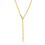 14K Gold Tear Drop Link Chain Lariat Necklace