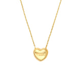14K Gold Large Puffy Heart Pendant Necklace