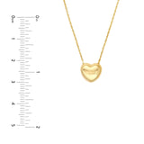 14K Gold Large Puffy Heart Pendant Necklace