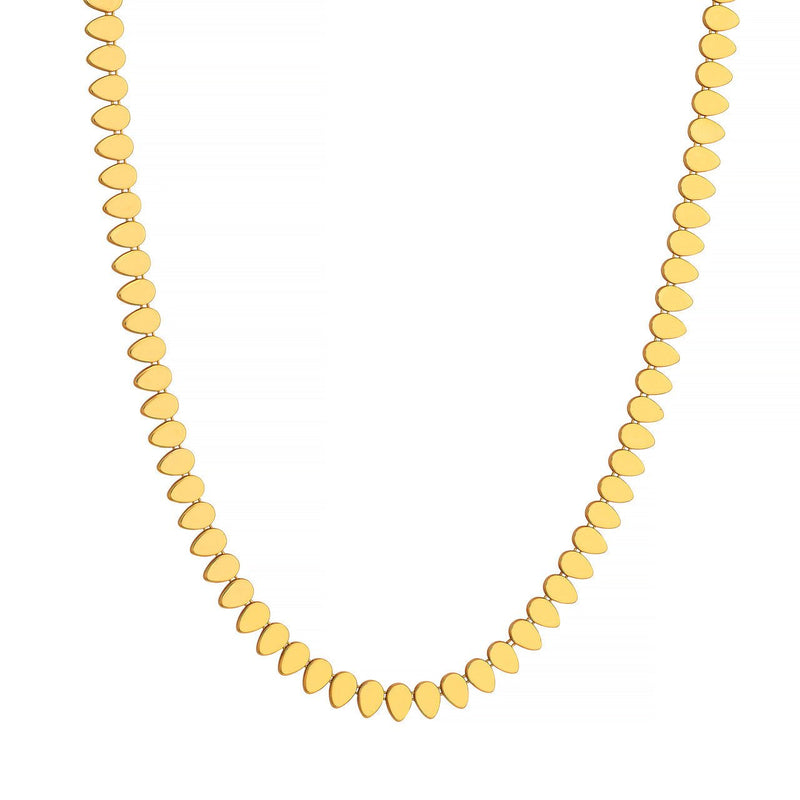 14K Gold Flat Teardrop Link Chain Necklace
