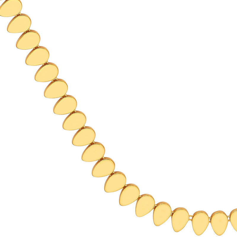 14K Gold Flat Teardrop Link Chain Necklace