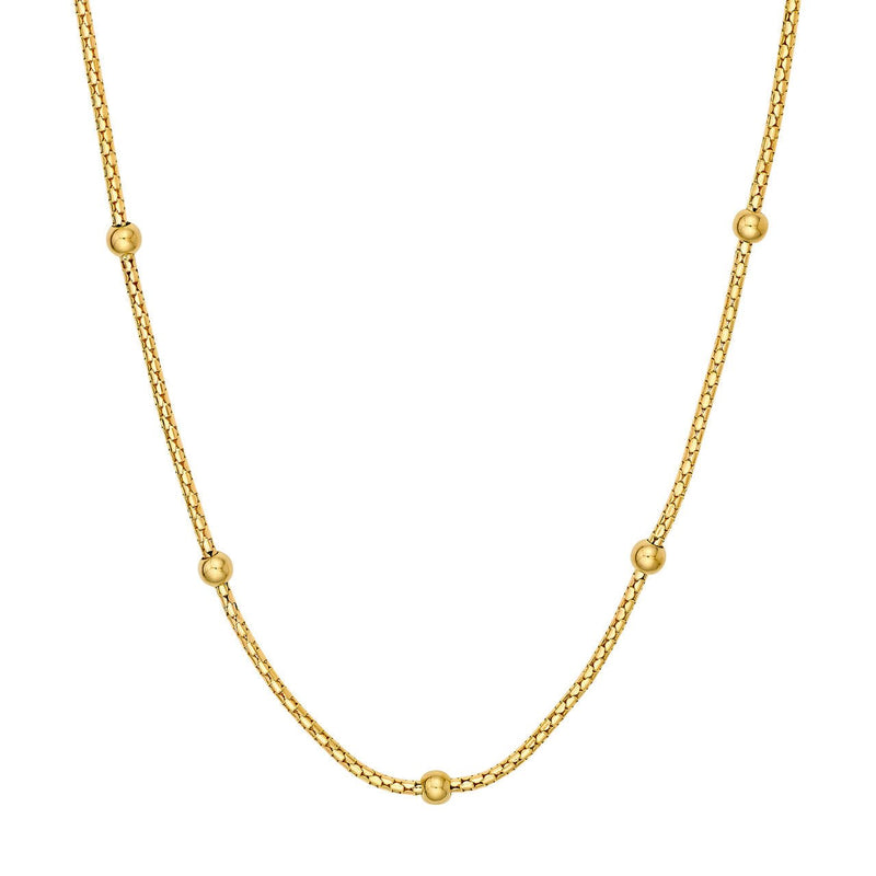 14K Gold Diamond Cut Beaded Popcorn Chain Necklace